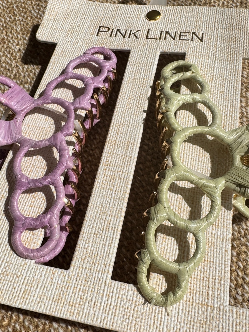 Vintage Pink Linen Women’s Hair Claw Clips - Pink & Light Green Brand New w/tags